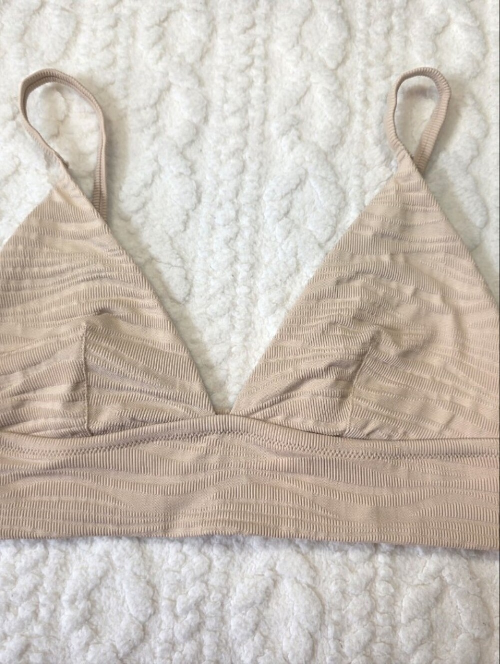 Aerie Real Good Nude Textured Seamless Bralette Size L